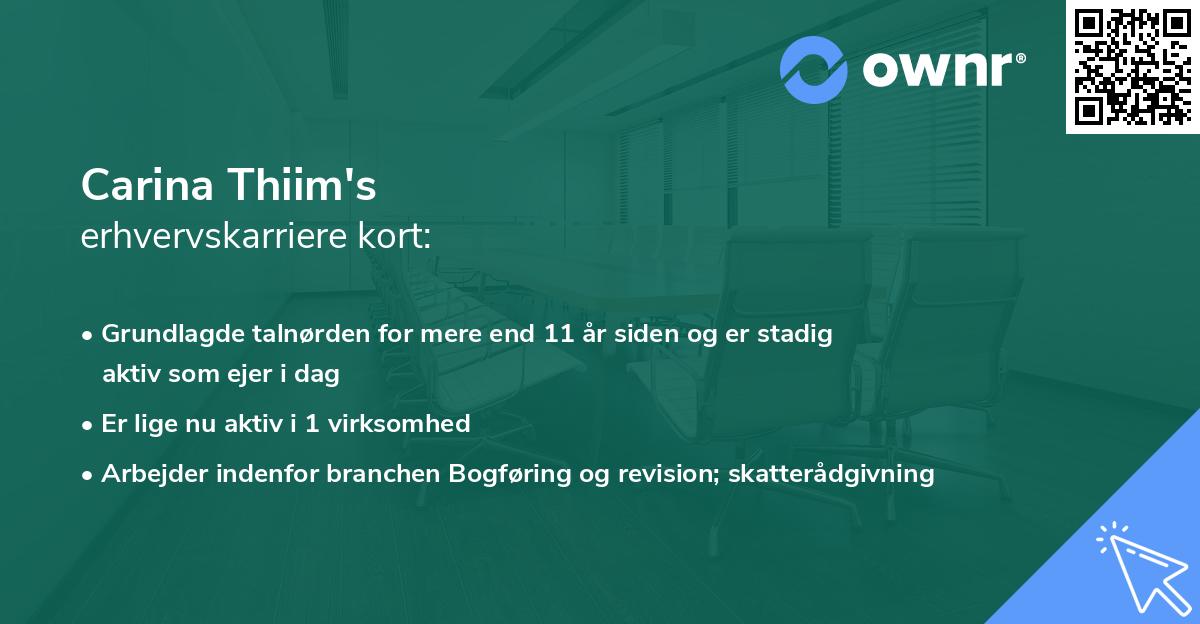 Carina Thiim's erhvervskarriere kort