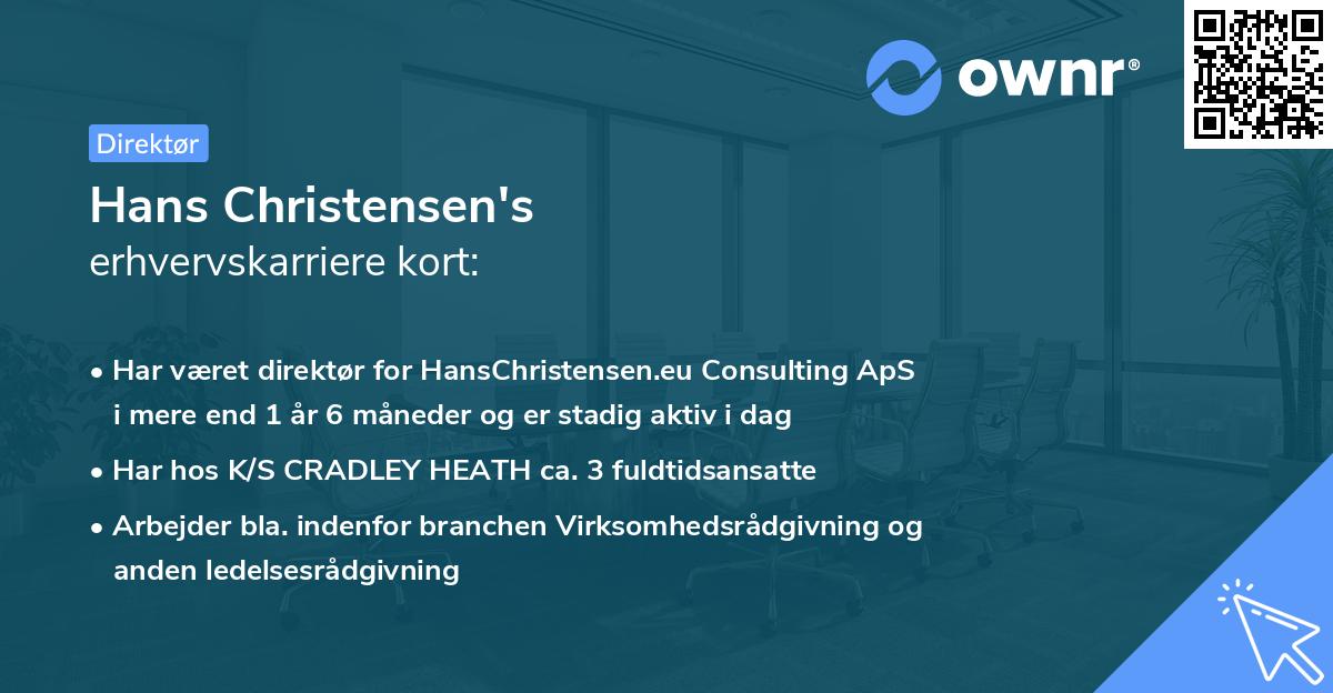 Hans Christensen's erhvervskarriere kort