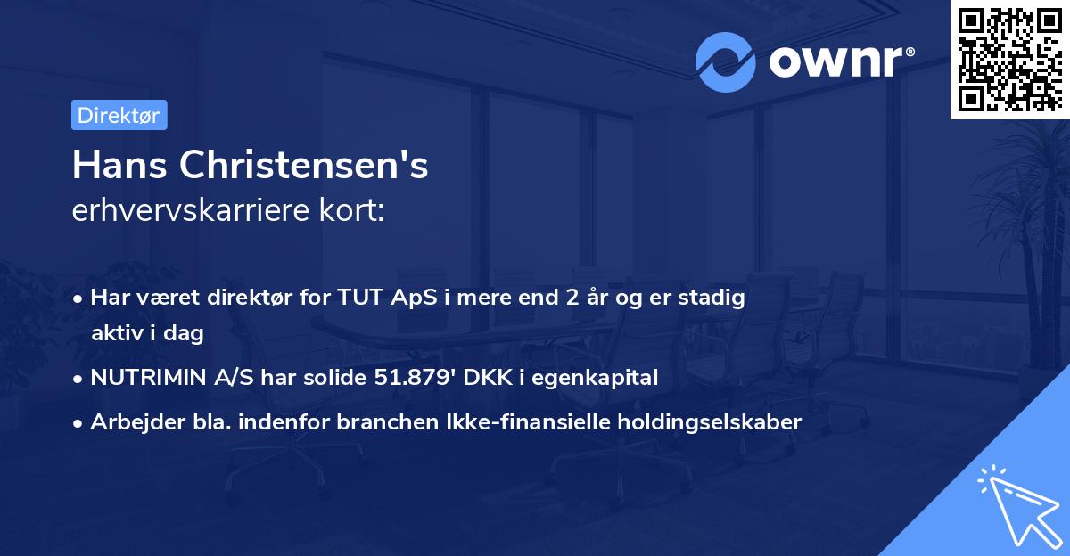 Hans Christensen's erhvervskarriere kort