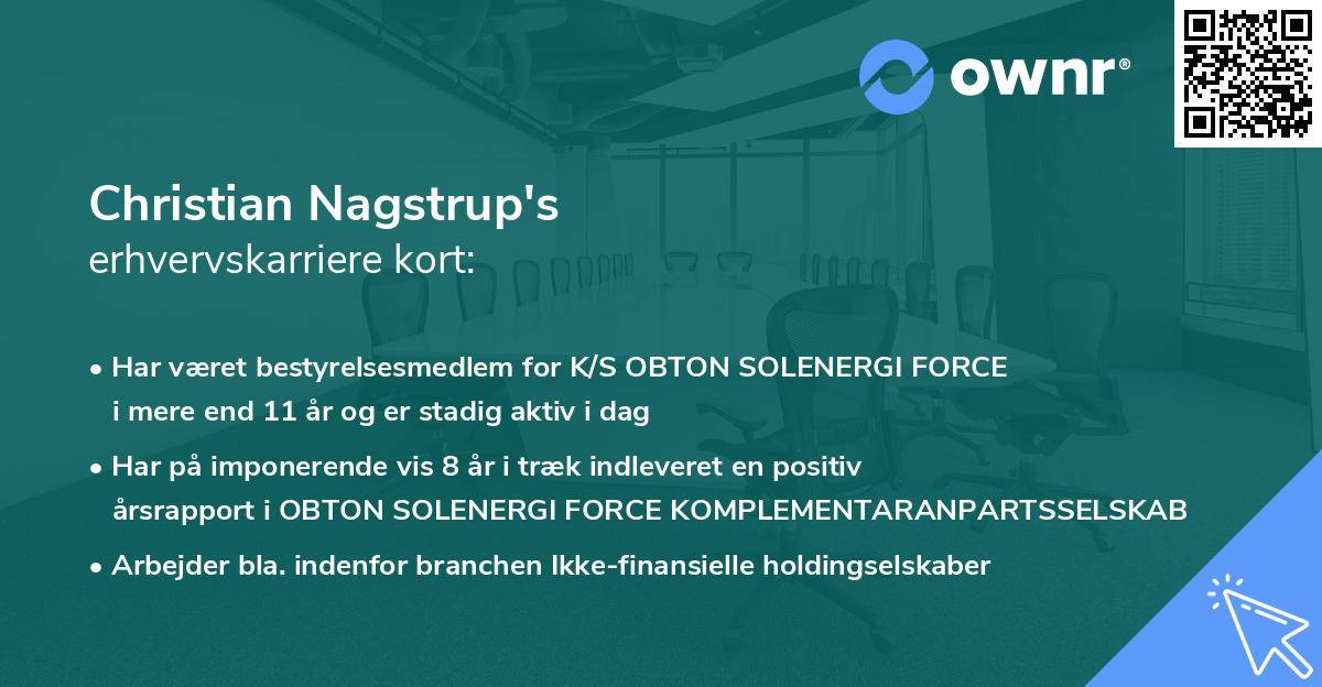 Christian Nagstrup's erhvervskarriere kort