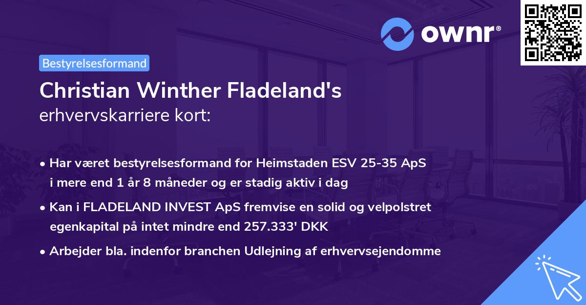 Christian Winther Fladeland's erhvervskarriere kort