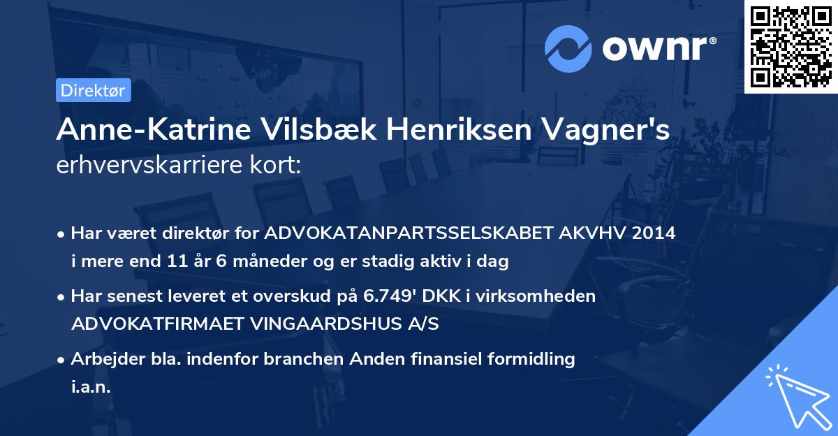 Anne-Katrine Vilsbæk Henriksen Vagner's erhvervskarriere kort
