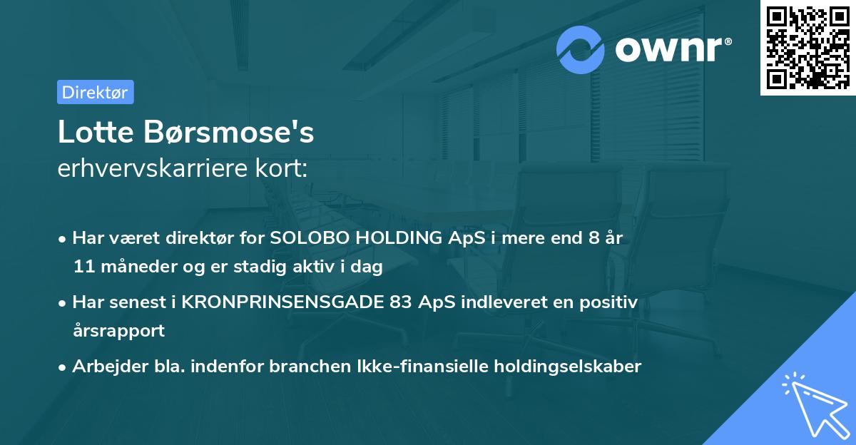 Lotte Børsmose's erhvervskarriere kort