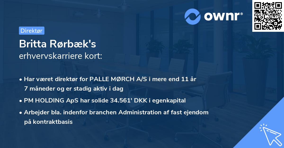 Britta Rørbæk's erhvervskarriere kort