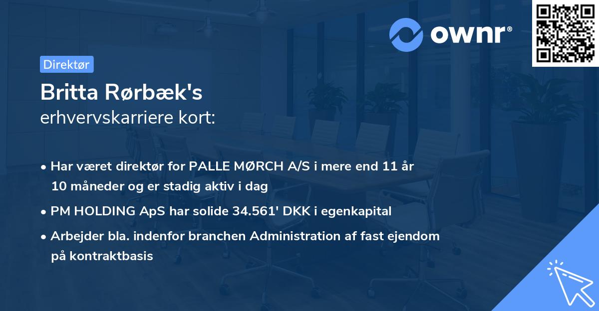 Britta Rørbæk's erhvervskarriere kort