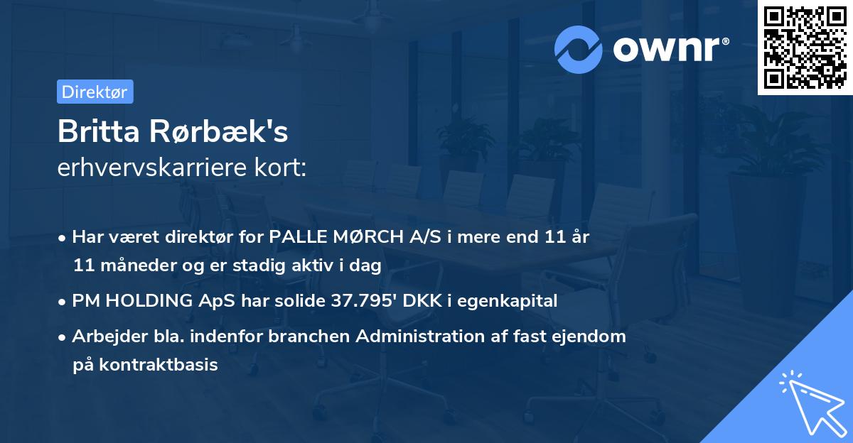 Britta Rørbæk's erhvervskarriere kort