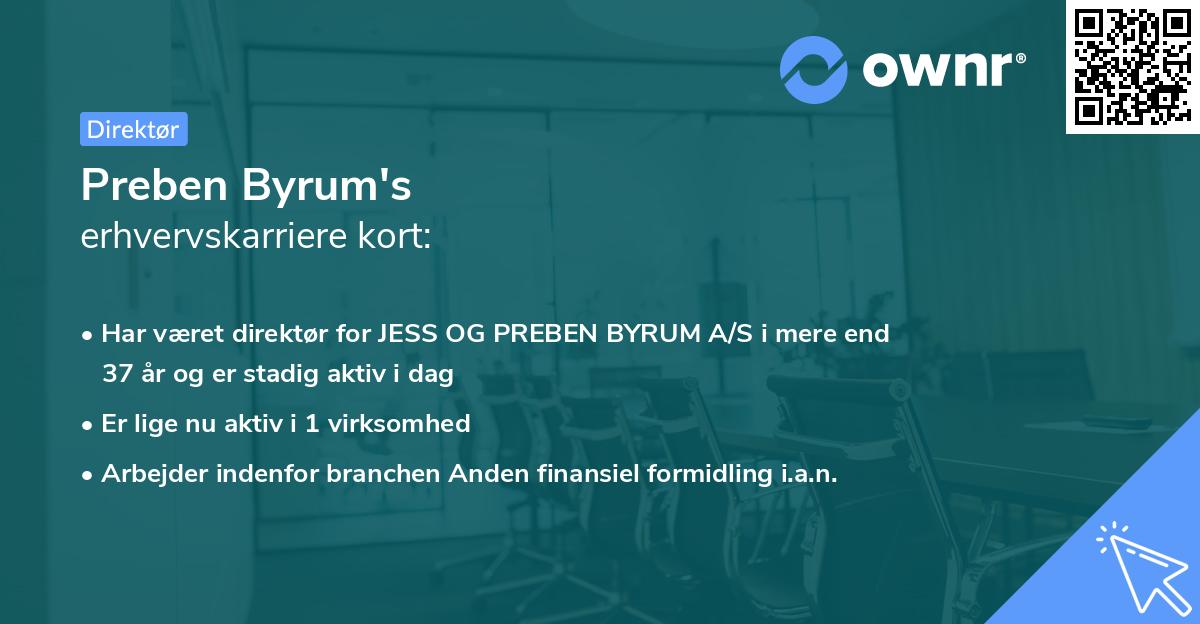 Preben Byrum's erhvervskarriere kort