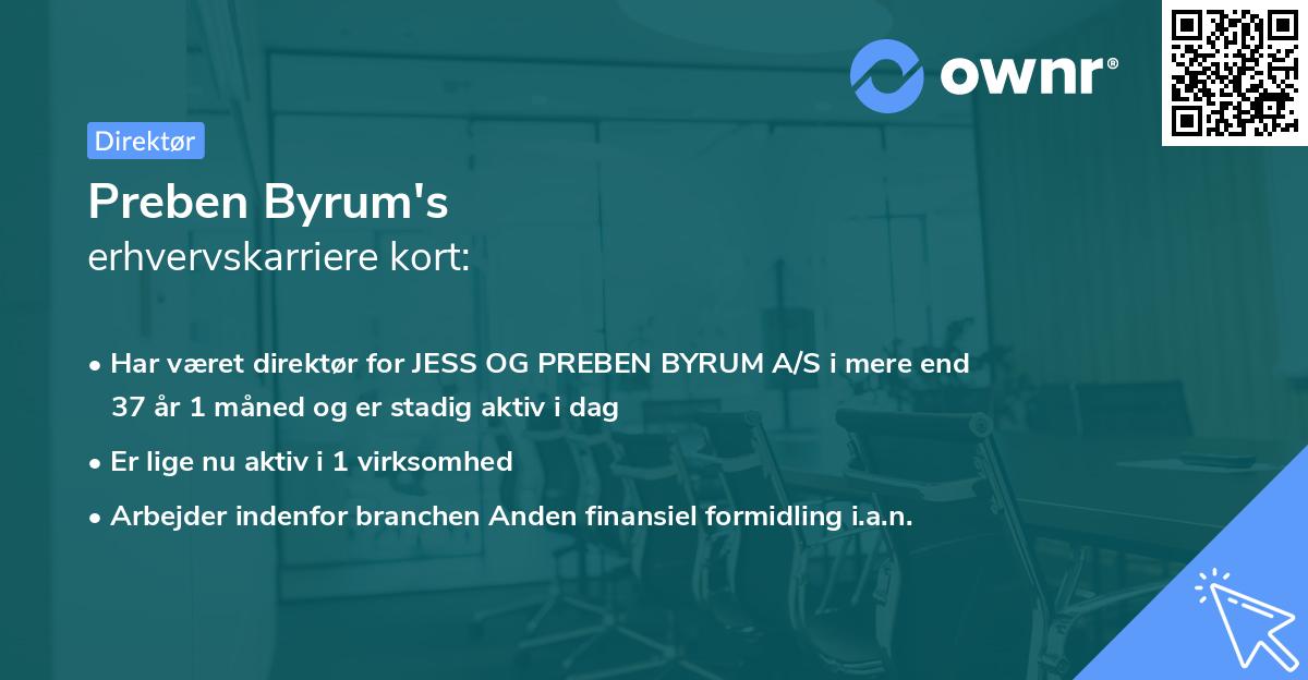 Preben Byrum's erhvervskarriere kort