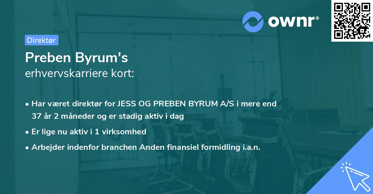Preben Byrum's erhvervskarriere kort