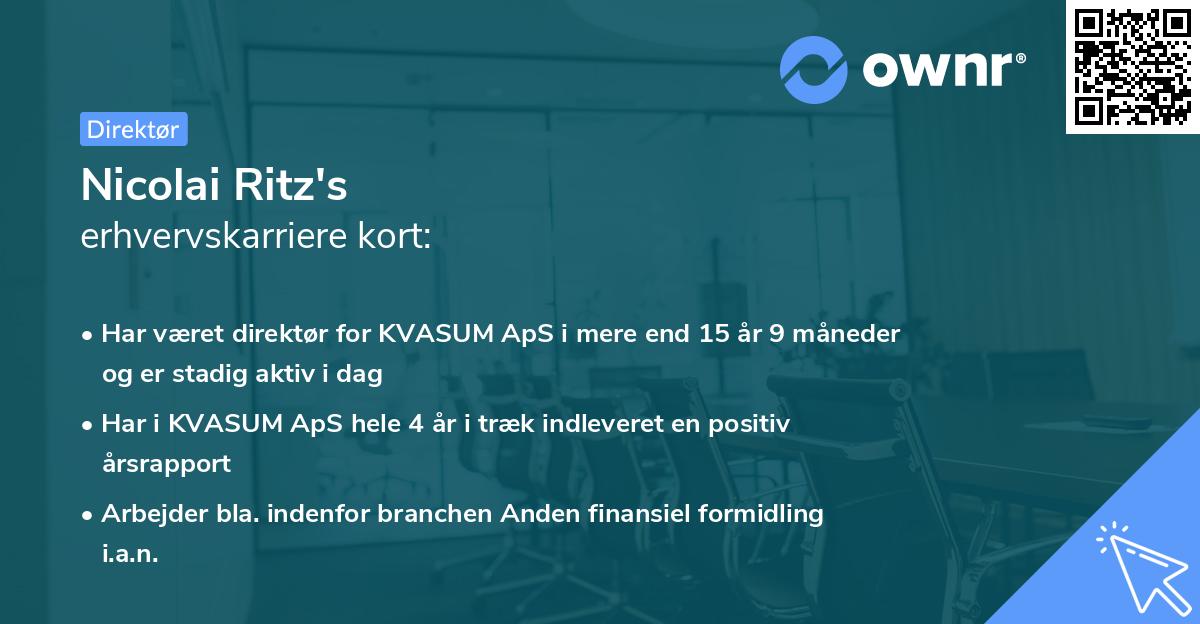 Nicolai Ritz's erhvervskarriere kort