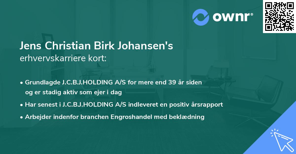 Jens Christian Birk Johansen's erhvervskarriere kort
