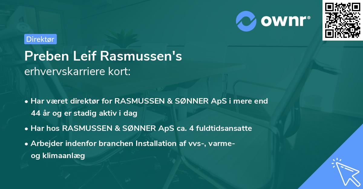 Preben Leif Rasmussen's erhvervskarriere kort