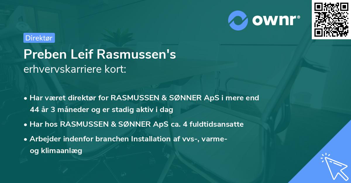 Preben Leif Rasmussen's erhvervskarriere kort