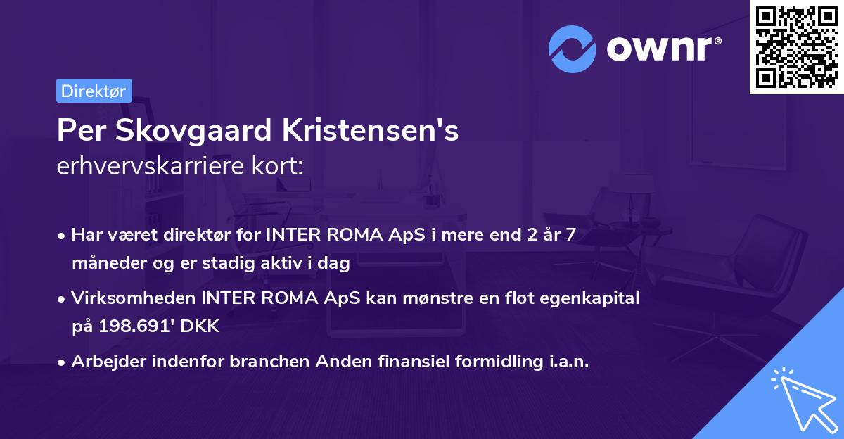 Per Skovgaard Kristensen's erhvervskarriere kort