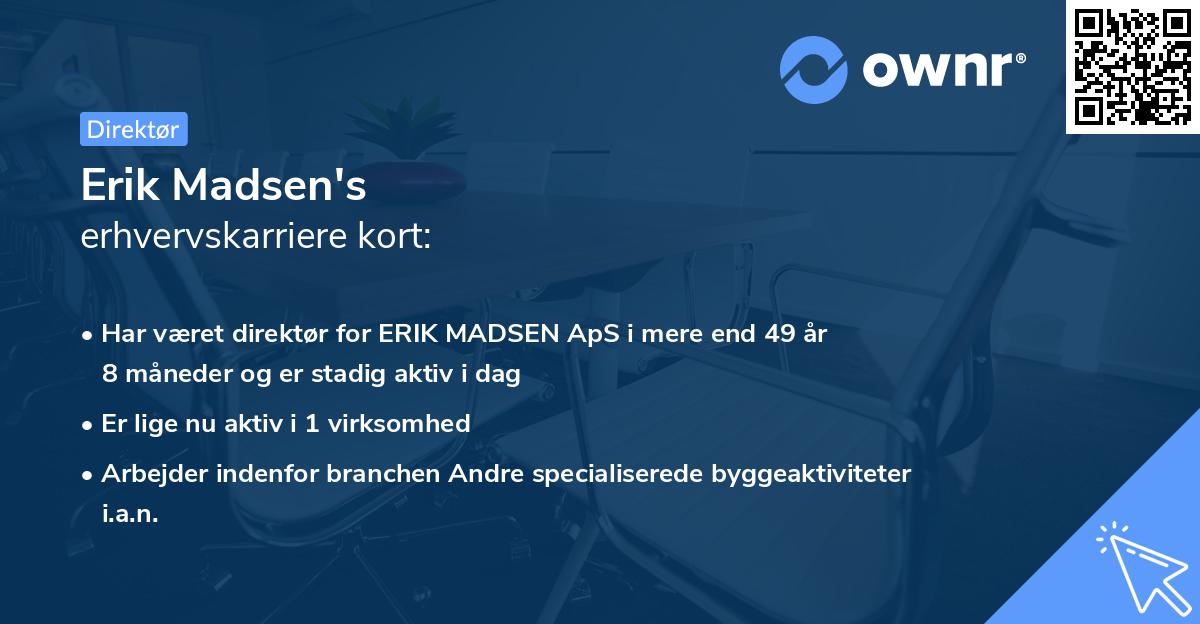 Erik Madsen's erhvervskarriere kort