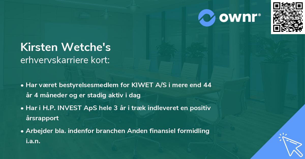 Kirsten Wetche's erhvervskarriere kort