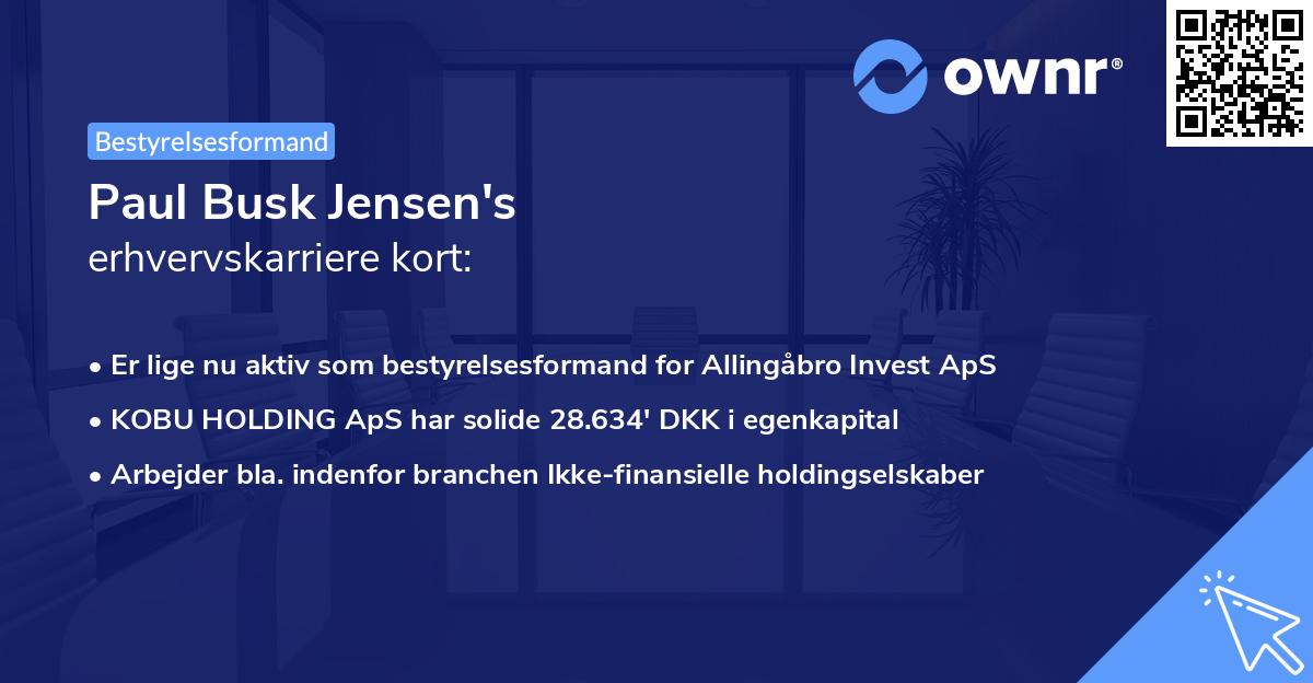 Paul Busk Jensen's erhvervskarriere kort