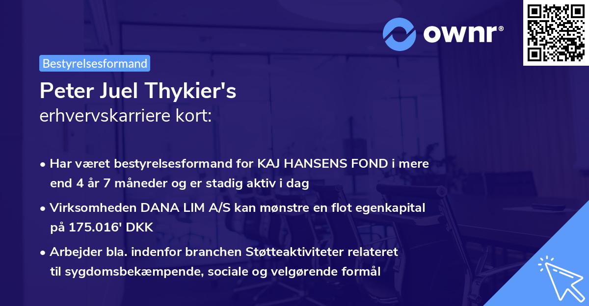Peter Juel Thykier's erhvervskarriere kort