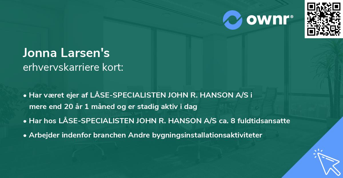 Jonna Larsen's erhvervskarriere kort
