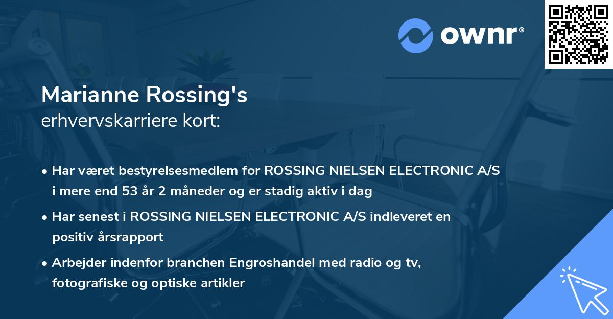 Marianne Rossing's erhvervskarriere kort