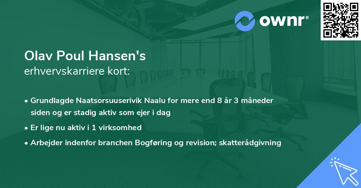 Olav Poul Hansen's erhvervskarriere kort
