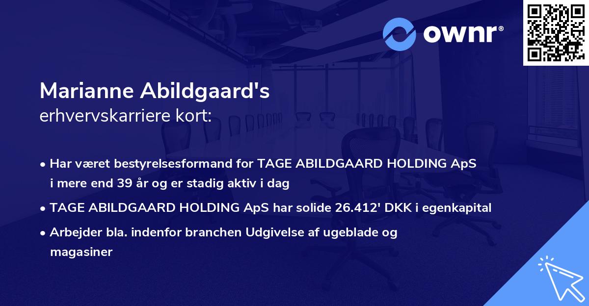 Marianne Abildgaard's erhvervskarriere kort