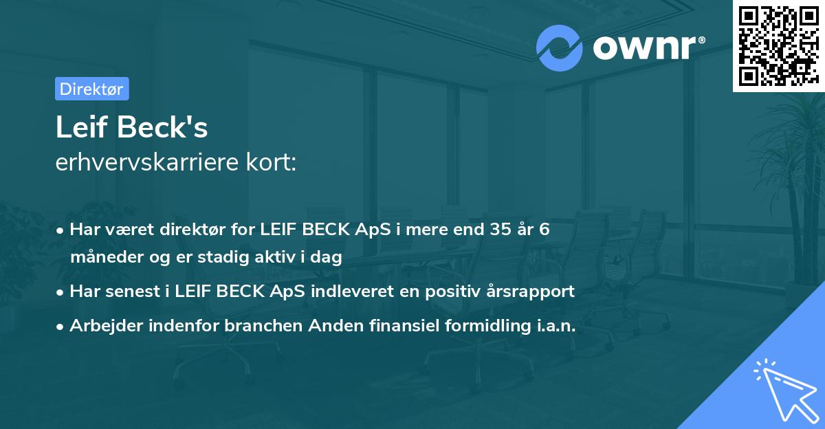 Leif Beck's erhvervskarriere kort