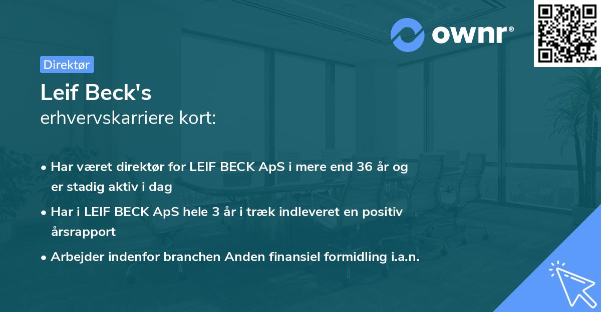 Leif Beck's erhvervskarriere kort
