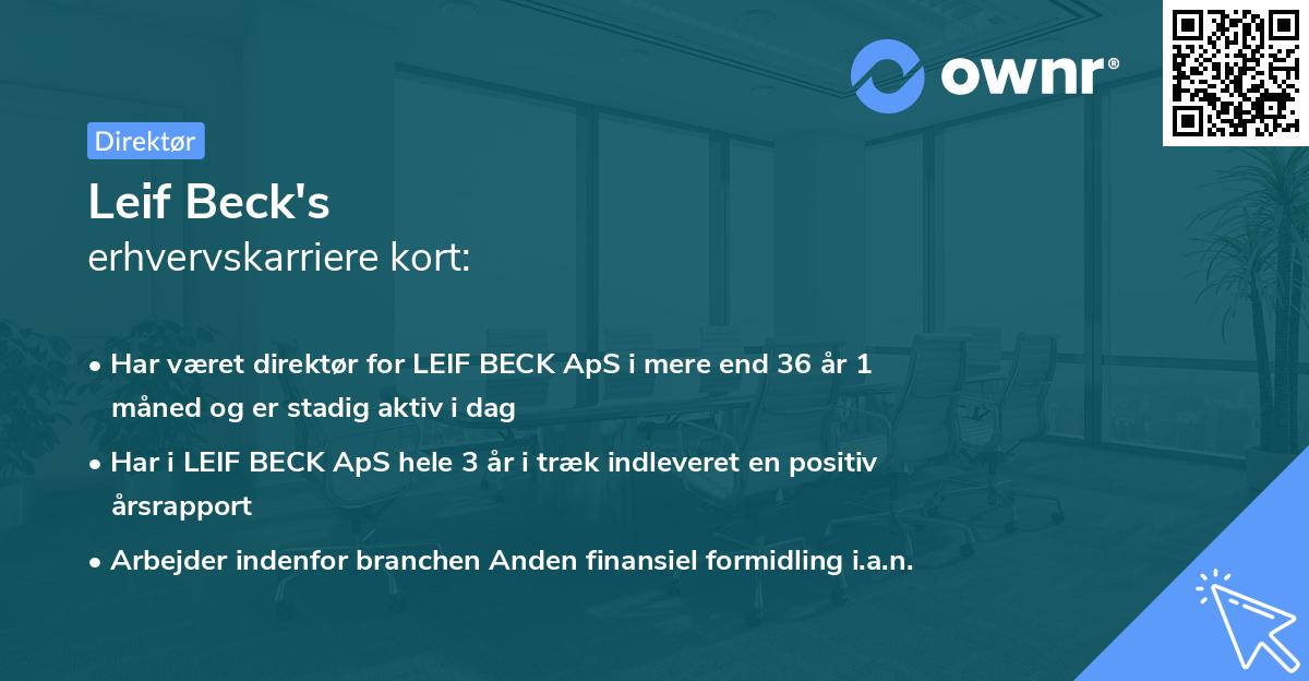 Leif Beck's erhvervskarriere kort