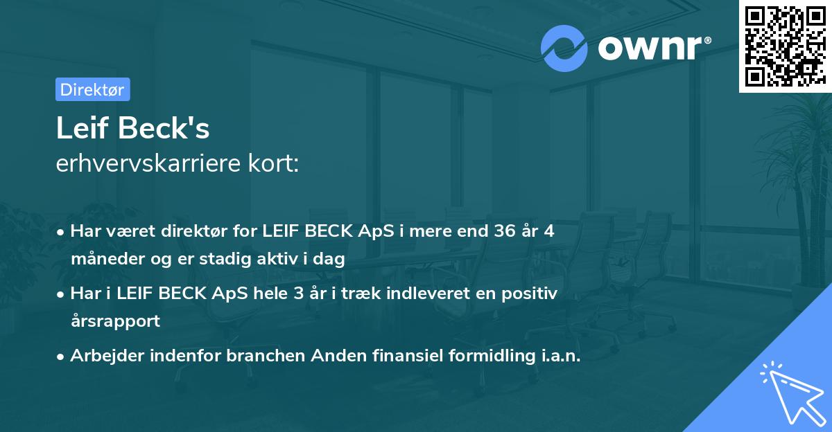 Leif Beck's erhvervskarriere kort