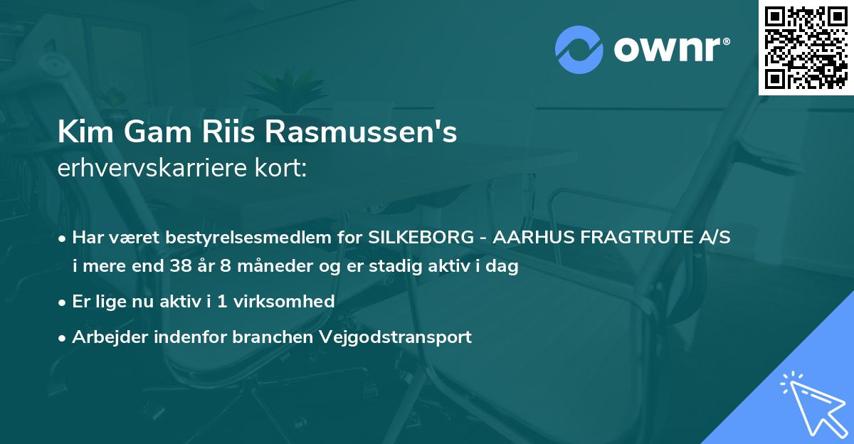 Kim Gam Riis Rasmussen's erhvervskarriere kort