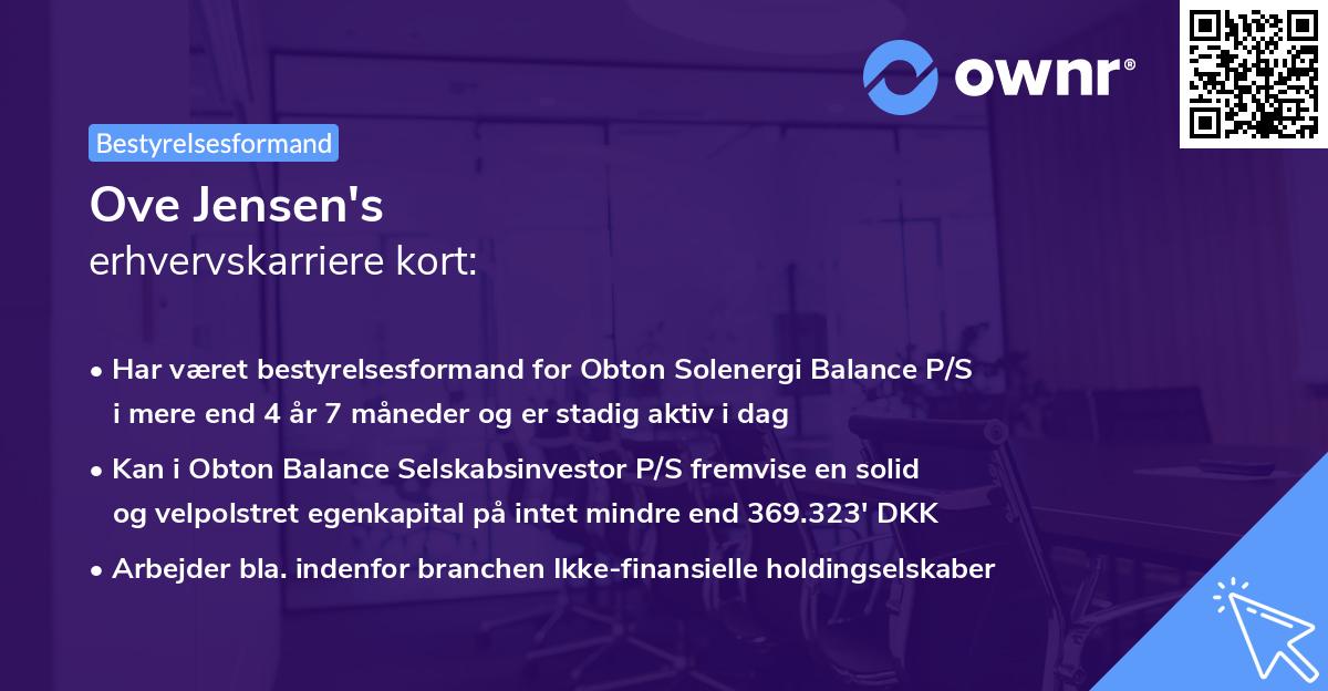 Ove Jensen's erhvervskarriere kort
