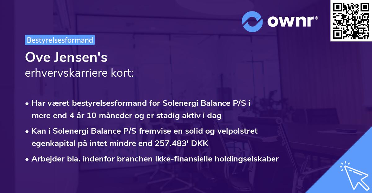 Ove Jensen's erhvervskarriere kort