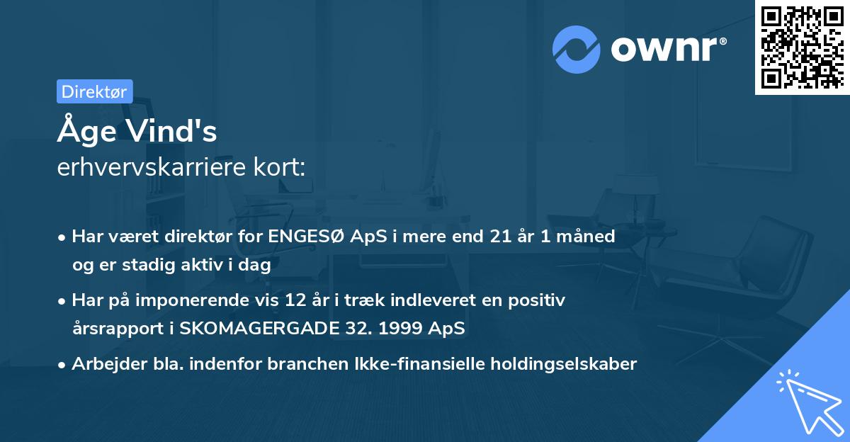 Åge Vind's erhvervskarriere kort