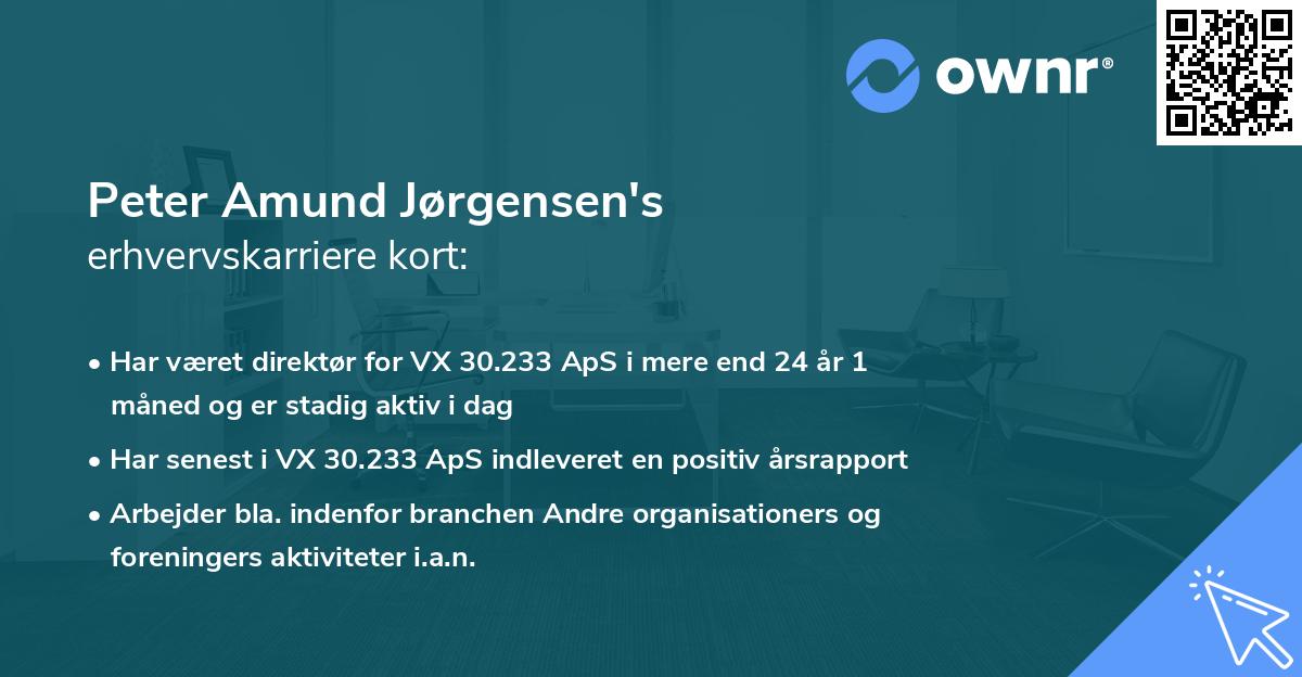 Peter Amund Jørgensen's erhvervskarriere kort