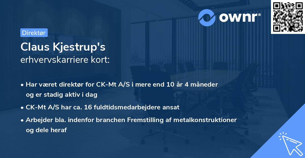 Claus Kjestrup's erhvervskarriere kort