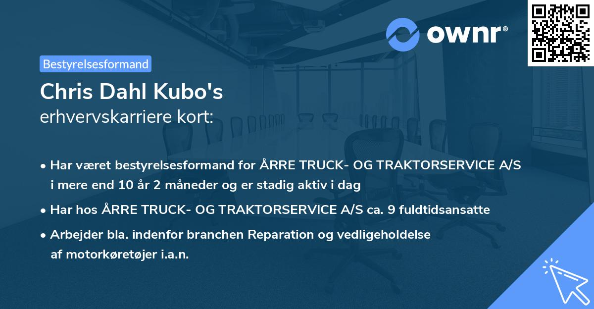 Chris Dahl Kubo's erhvervskarriere kort