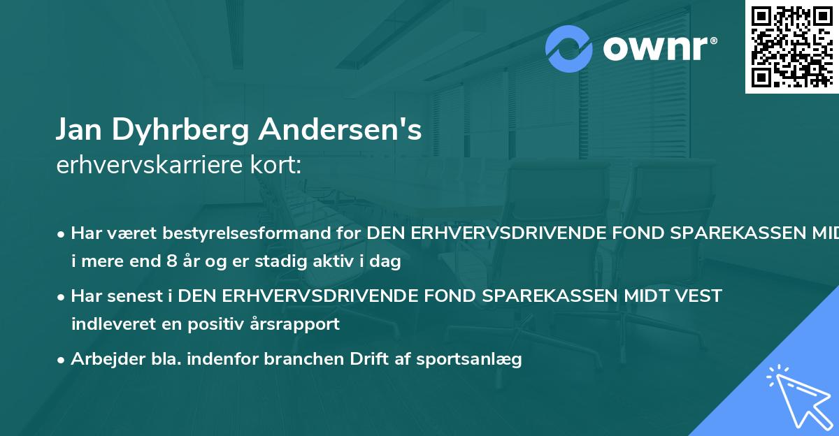 Jan Dyhrberg Andersen's erhvervskarriere kort