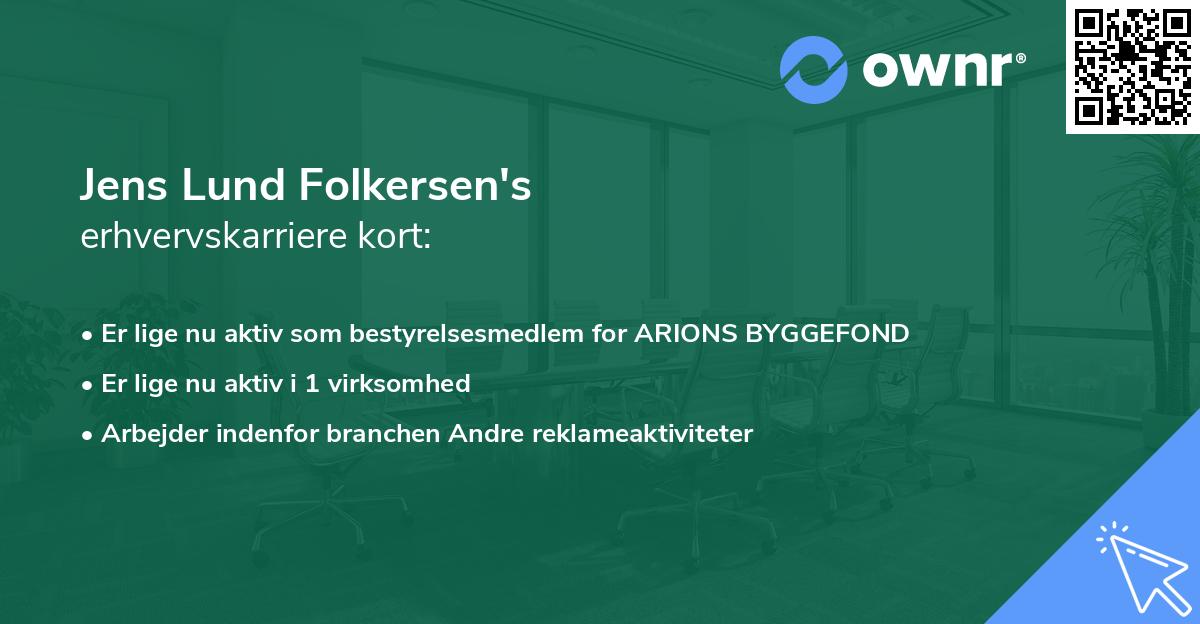 Jens Lund Folkersen's erhvervskarriere kort
