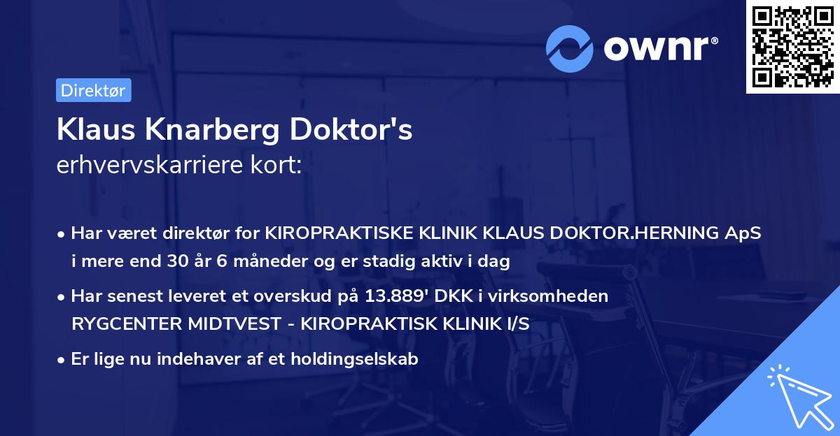 Klaus Knarberg Doktor's erhvervskarriere kort