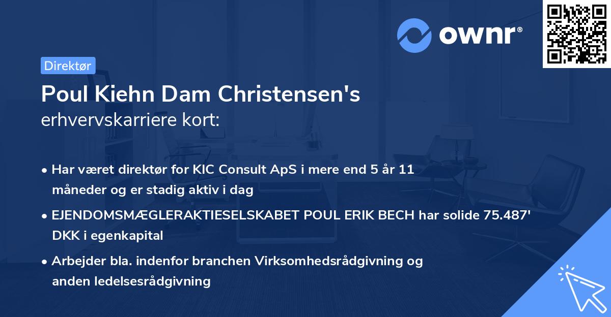 Poul Kiehn Dam Christensen's erhvervskarriere kort