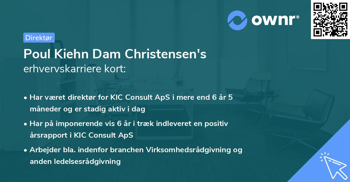 Poul Kiehn Dam Christensen's erhvervskarriere kort