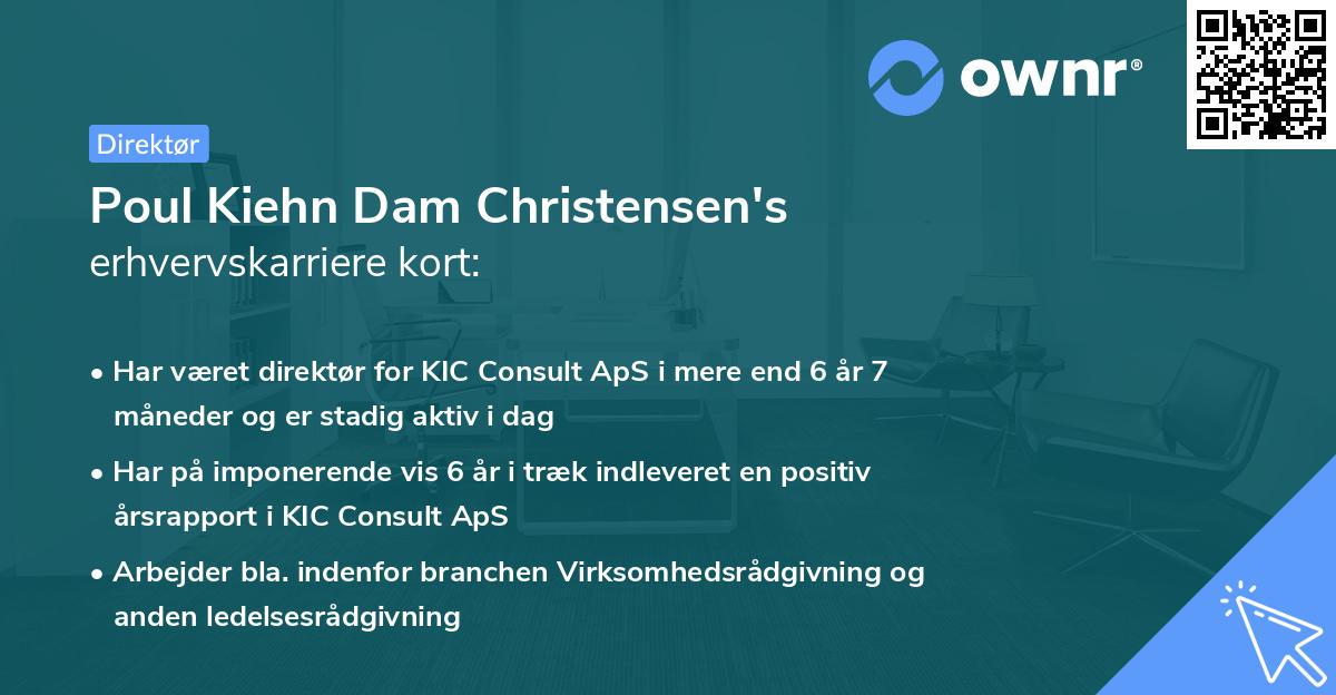 Poul Kiehn Dam Christensen's erhvervskarriere kort