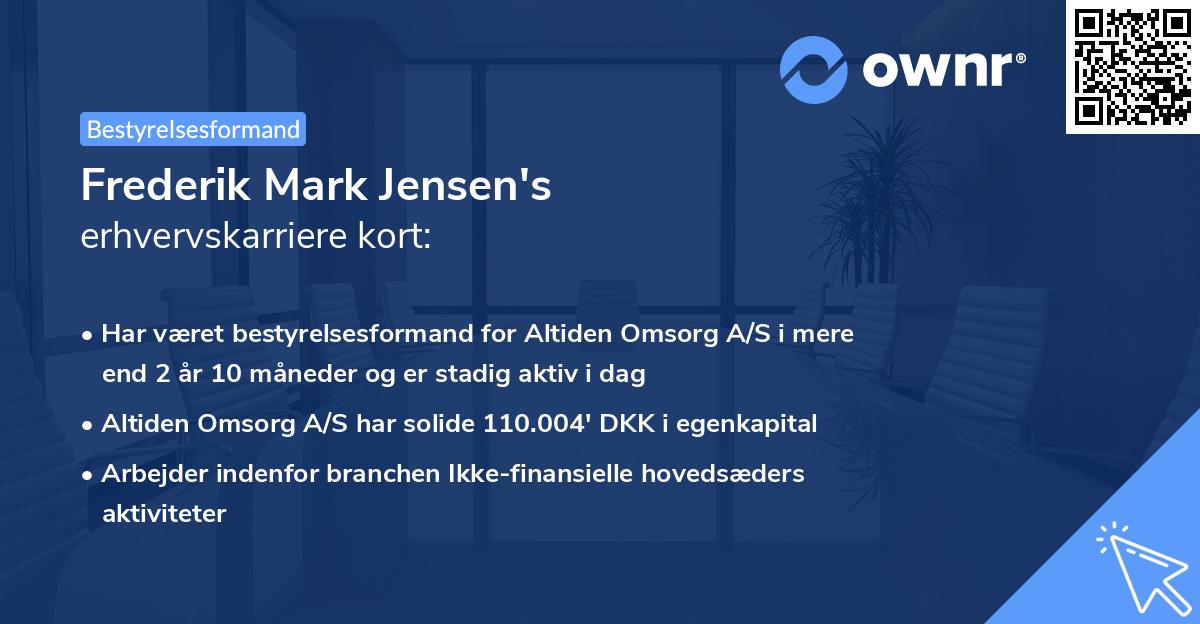 Frederik Mark Jensen's erhvervskarriere kort