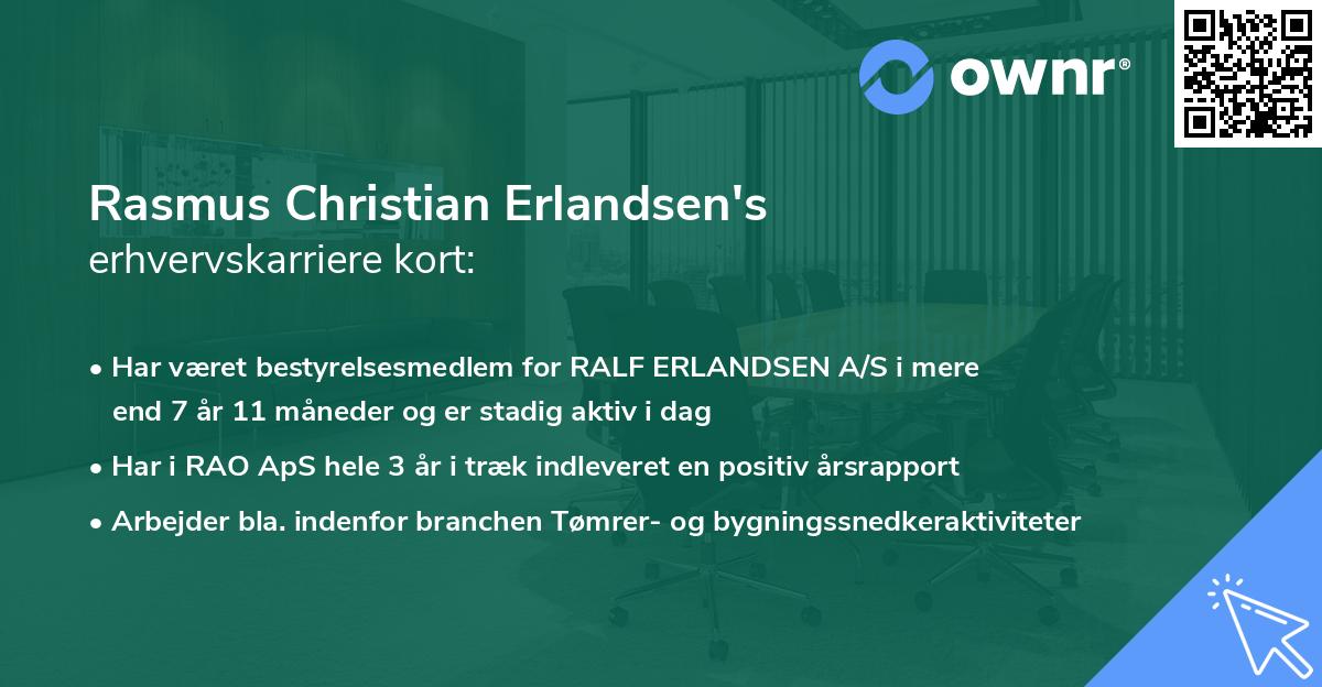 Rasmus Christian Erlandsen's erhvervskarriere kort