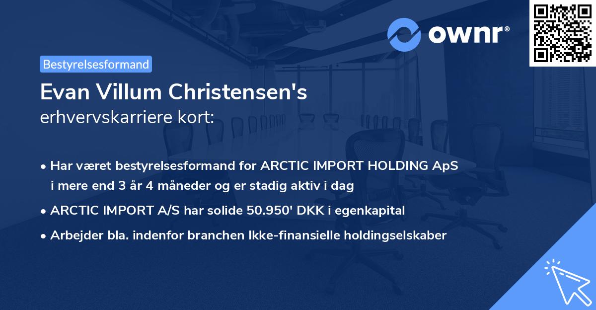 Evan Villum Christensen's erhvervskarriere kort