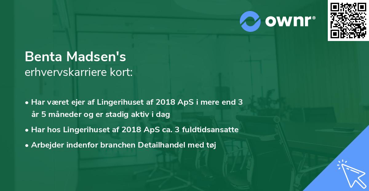 Benta Madsen's erhvervskarriere kort
