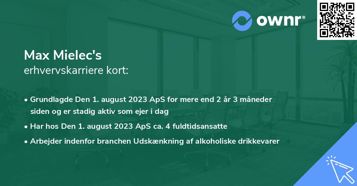 Max Mielec's erhvervskarriere kort