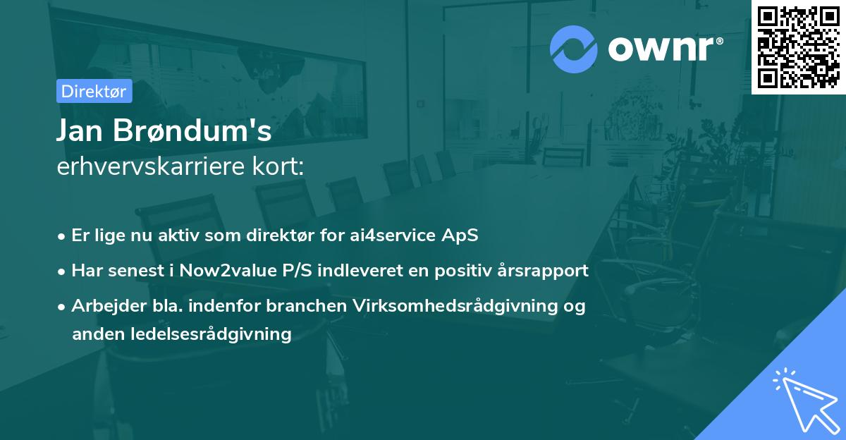 Jan Brøndum's erhvervskarriere kort