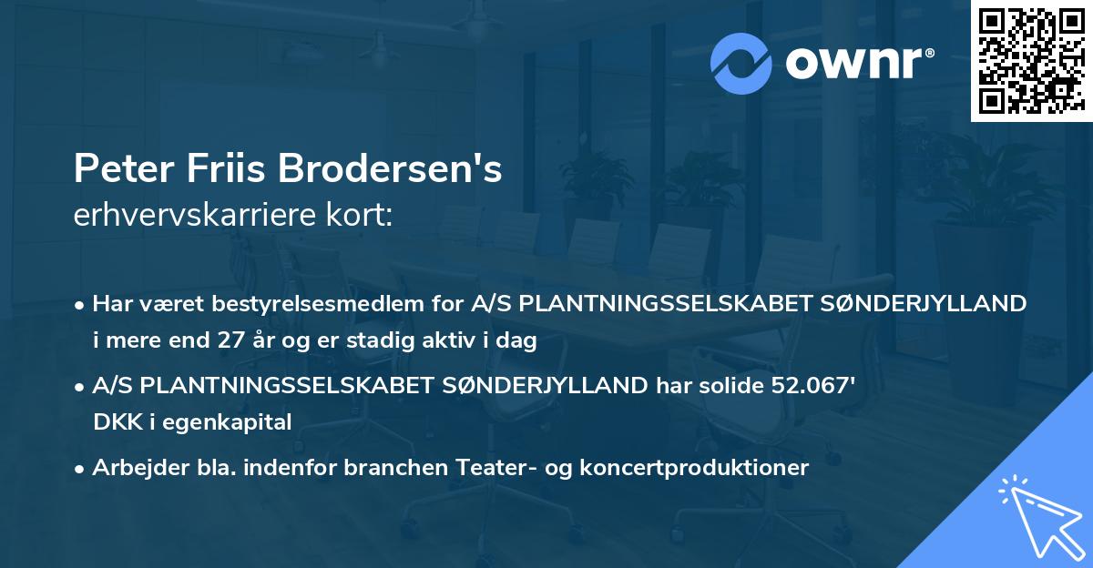 Peter Friis Brodersen's erhvervskarriere kort